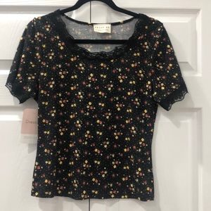 Short Sleeve Tee with Lace Detail